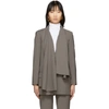 Tibi Grey Wool Scarf Blazer In Cement