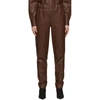 TIBI BROWN FAUX-LEATHER PULL-ON TROUSERS