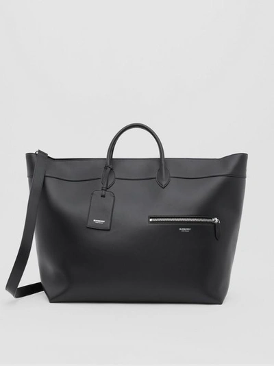 Burberry Leather Holdall In Black