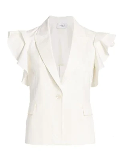 Akris Punto Flounce Cap Sleeve Blazer In Cream