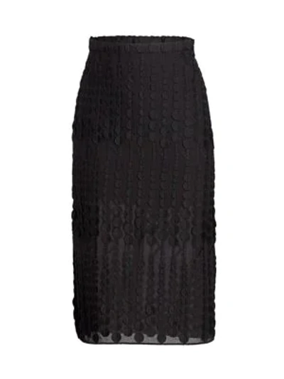 Akris Punto Dot Embroidered Slit Midi Skirt In Black