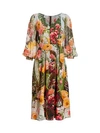 AKRIS PUNTO Cactus Blossom Silk Crepe Midi Dress