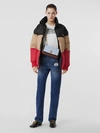 BURBERRY Logo Graphic Striped Puffer Jacket