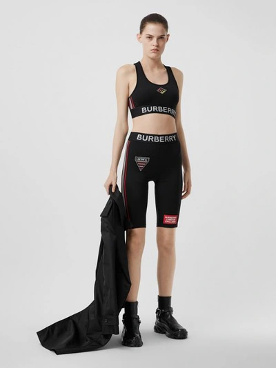 Burberry Jersey Sport Bra W/patches In Black