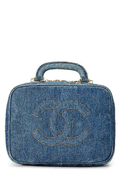 Pre-owned Chanel Blue Denim Lunch Box Vanity Bag