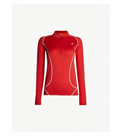 Perfect Moment Half-zip Knitted Thermal Top In Red