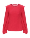 Comme Des Garçons Raw Hem Sweater In Red