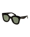 Celine Special Fit 49mm Cat Eye Sunglasses In Black/green