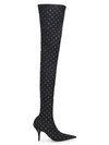 BALENCIAGA Knife Crystal-Embellished Satin Thigh-High Boots
