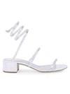 RENÉ CAOVILLA Cleo Ankle-Wrap Crystal-Embellished Satin Sandals