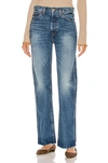Re/done 90s Loose Straight Cropped Distressed Mid-rise Jeans In Medium Heritage