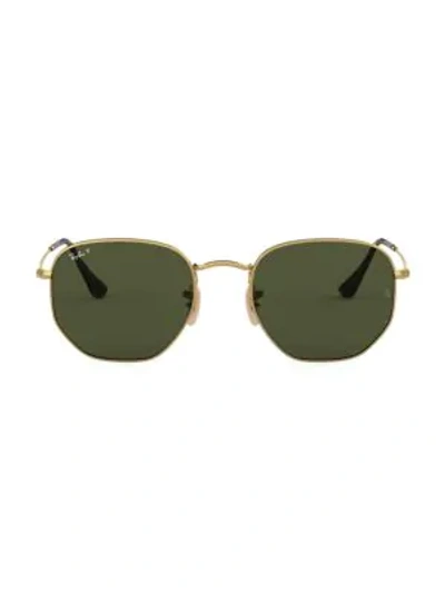 Ray Ban Hexagonal Legend Gold Sunglasses Gold Frame Green Lenses 51-21