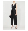 SANDRO FLORAL LACE AND GABARDINE JUMPSUIT