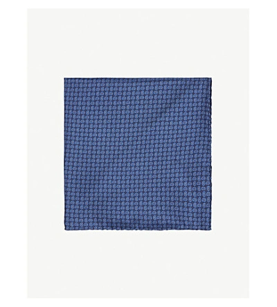 Pal Zileri Mini Paisley Print Silk Pocket Square In Blue