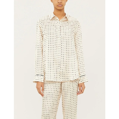 Asceno Long-sleeved Silk Pyjama Top In Cream Square