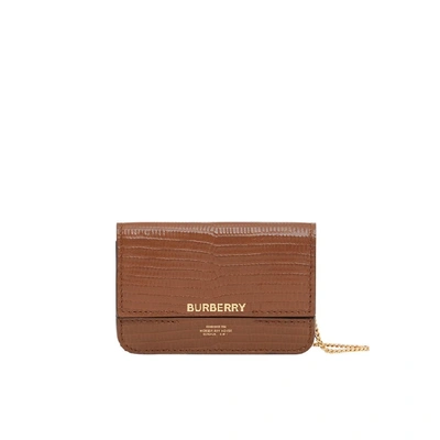 Burberry Embossed Deerskin Card Case With Chain Strap
