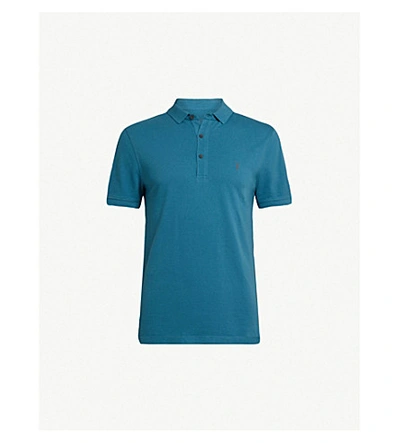 Allsaints Parlour Cotton-blend Polo-shirt* In Arch Blue