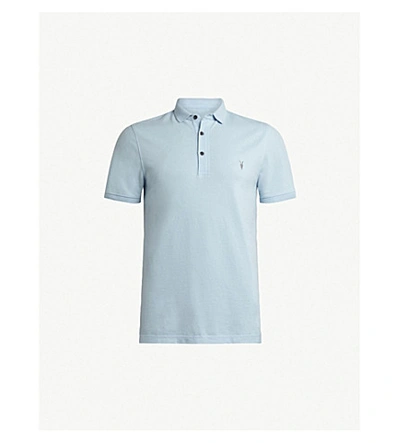 Allsaints Parlour Cotton-blend Polo-shirt* In Icing Blue