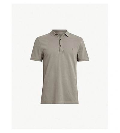 Allsaints Parlour Cotton-blend Polo-shirt* In Minegrey