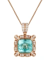 KOJIS Rose Gold Diamond and Paraiba-Colour Tourmaline Pendant Necklace,000642803