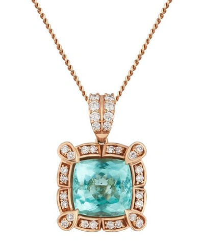 Kojis Rose Gold Diamond And Paraiba-colour Tourmaline Pendant Necklace