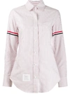 Thom Browne University-stripe Oxford Shirt In Red