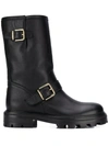 Jimmy Choo Black Leather Biker Boots In Black