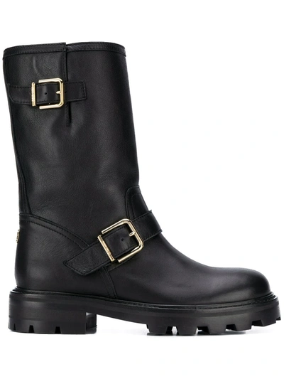 Jimmy Choo Biker Ii Calf-length Boots In Black