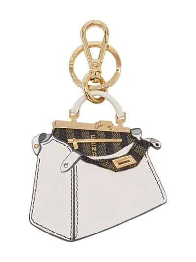 Fendi Peekaboo Handbag Keyring In White