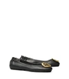 Tory Burch Claire Leather Ballet Flats In Perfect Black/gold