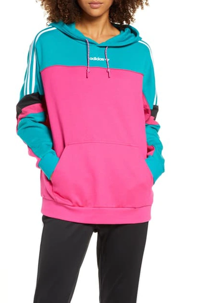 Adidas Originals Boyfriend Hoodie In Real Magenta/ Blast Emerald