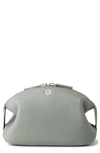 Dagne Dover Large Lola Leather Cosmetics Pouch In Sage