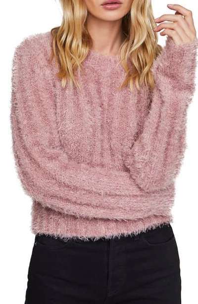 Astr Danica Rib Sweater In Pink Sparkle