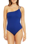 La Blanca Goddess One-shoulder One-piece Swimsuit In Blueberry