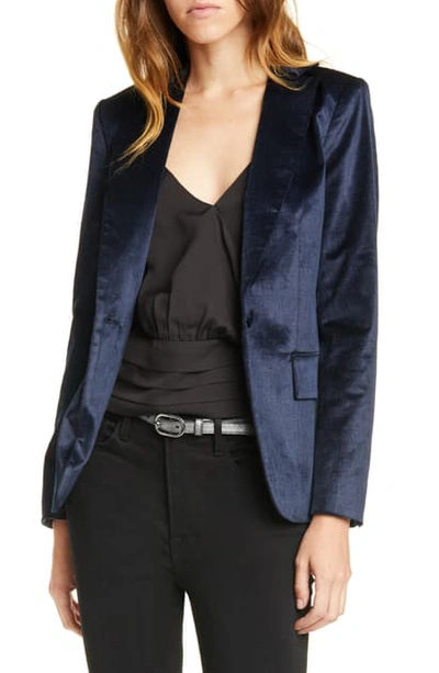 Frame Classic Velvet Notch Lapel Blazer In Twilight