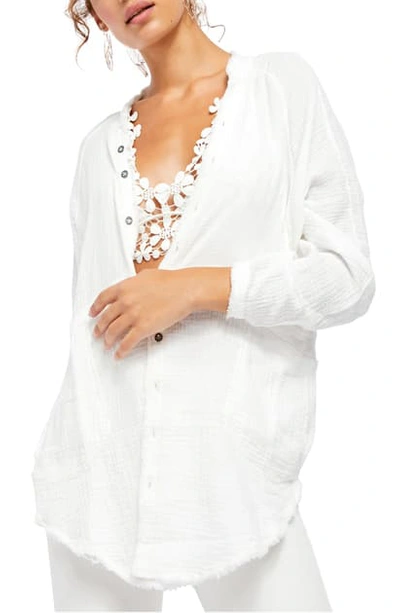 Free People Summer Daydream Button Shirt In White