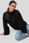 Queen Of Jetlags X Na-kd Round Neck Knitted Sweater - Black In Black