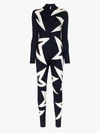 Perfect Moment Star-logo Intarsia Merino Base-layer Jumpsuit In Navy/snow White