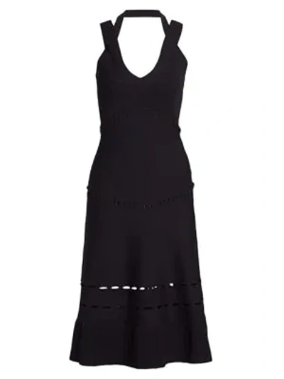 Alexis Betti Crossover Strap Knit Midi Dress In Black