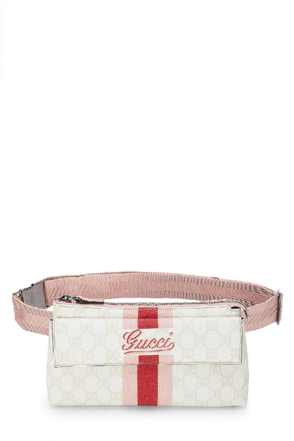 Gucci Pink & White Gg Supreme Coated Canvas Belt Bag | ModeSens