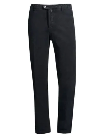 Kiton Moleskin Flat-front Straight Jeans In Black