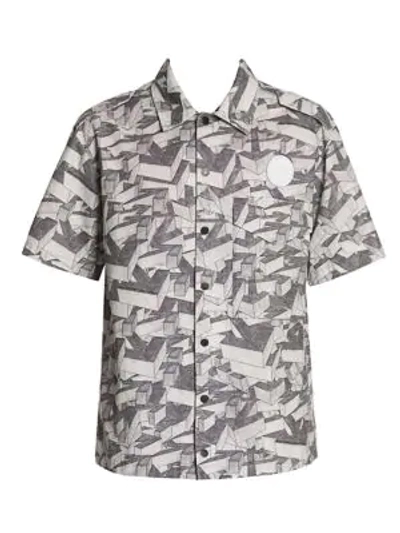 Off-white Arrows Pattern Print Cotton Ss Shirt In Allover Grey