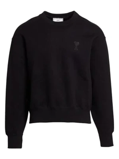 Ami Alexandre Mattiussi Logo Patch Cotton Jersey Sweatshirt In Black