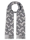 Burberry Monogram Cashmere Jacquard Scarf In Light Blue