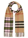 Burberry Contrast Check Cashmere Merino Wool Jacquard Scarf In Candy Pink