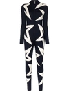 Perfect Moment Star-logo Intarsia Merino Base-layer Jumpsuit In Navy/snow White