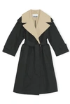 GANNI Double Cotton Coat in Black