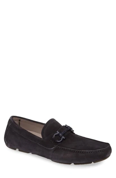 Ferragamo Parigi Bit Driving Moccasin In Dark Blue