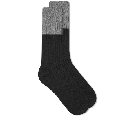 Nn07 Two Tone Wool Mix Sock In Grey