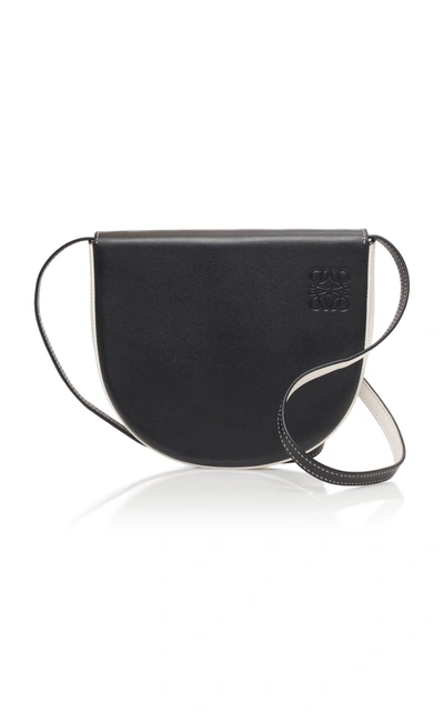 Loewe Heel Leather Shoulder Bag In Black/white
